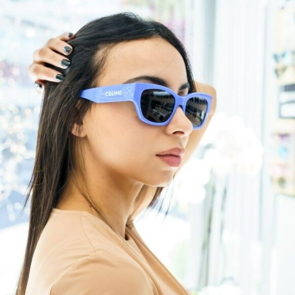 Celine MONOCHROMS CL40197U 92A Women BRAND NEW Sunglasses Blue Grey Cat Eye - Picture 10 of 10